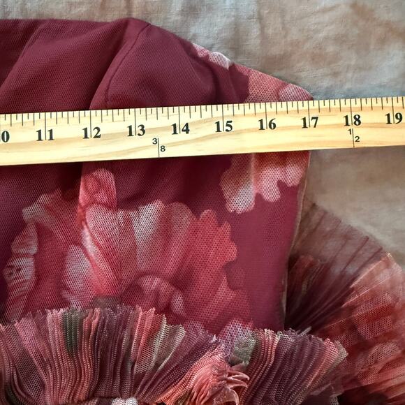 Hutch Strapless Floral Tiered Tulle Maxi Dress Nalina Wine Size 10 Runs Big - Picture 9 of 12